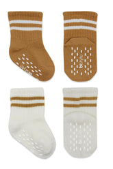Nessiworld Bistyle Non-Slip Hoop Socks 2-Pack BS10125 Ecru Mustard